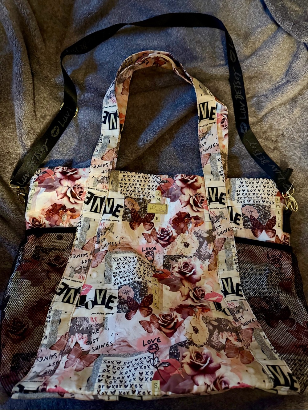 Betsey Johnson Floral Patchwork Tote Bag in Pink/Brown